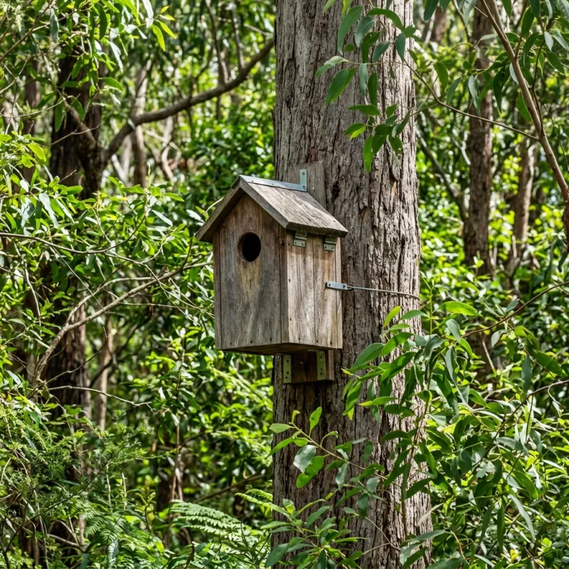 Animal nesting box installed as a humane alternative to a Keilor Lodge roof cavity